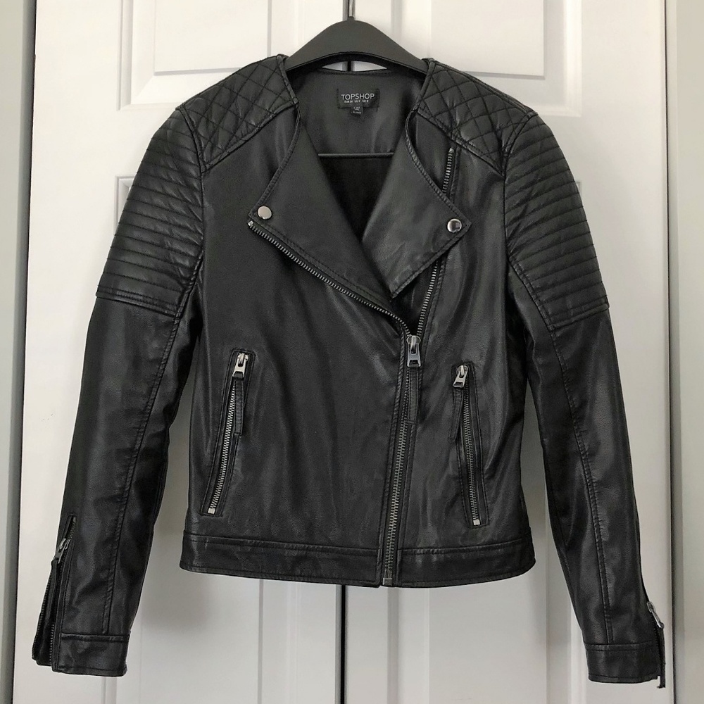 Topshop Black Quilted Moto Jacket